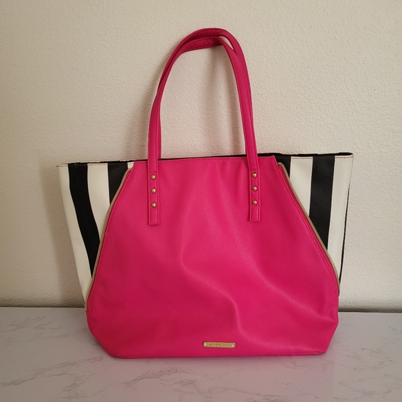 Handbags - Juicy Couture- Pink and Black Striped Tote Bag